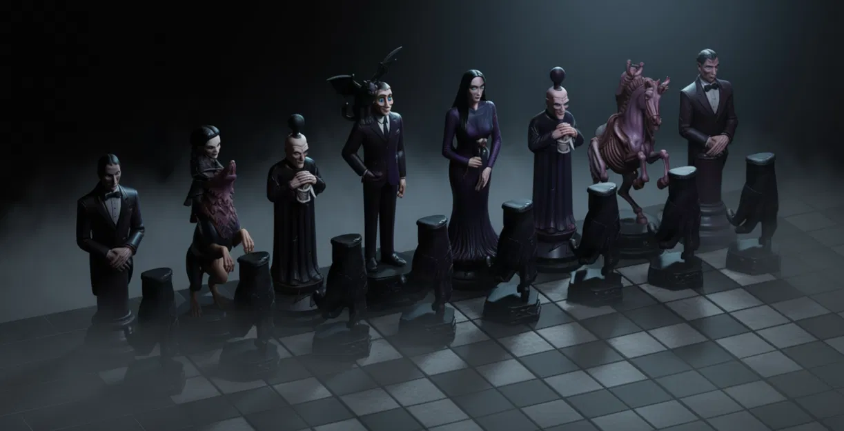 Bộ Cờ Vua Gia Đình Addams - Quân Cờ Gothic - Image 4