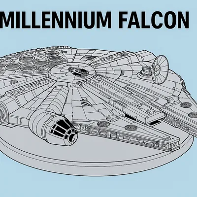 Mô hình Millennium Falcon 3D chi tiết cao, in nguyên khối