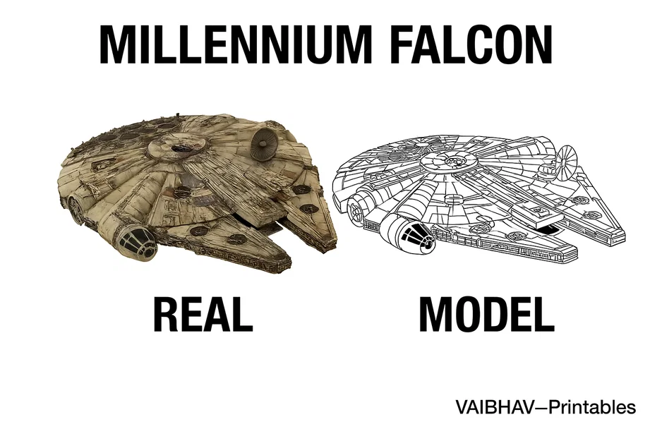 Mô hình Millennium Falcon 3D chi tiết cao, in nguyên khối - Image 3