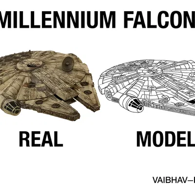 Mô hình Millennium Falcon 3D chi tiết cao, in nguyên khối