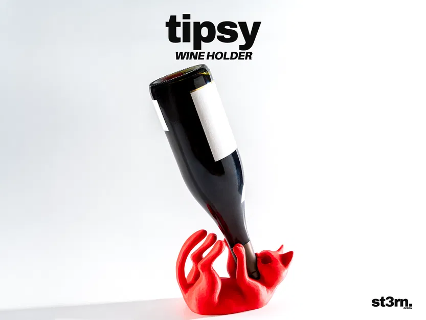 Giá đỡ rượu hình mèo Tipsy - Image 1