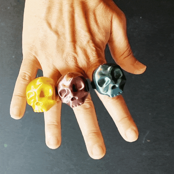 Bộ Nhẫn và Móc Khóa Đầu Lâu Khớp Nối Fidget Skull - Thumbnail 1