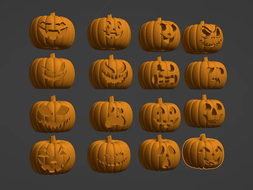 Bộ 16 Bí Ngô Kinh Dị - Bộ Mẫu In 3D Halloween - Image 1