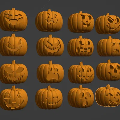 Bộ 16 Bí Ngô Kinh Dị - Bộ Mẫu In 3D Halloween