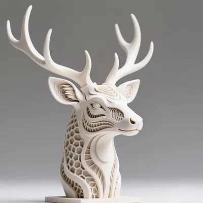 Tượng Đầu Hươu Hexa - Điêu Khắc Hình Học Độc Đáo