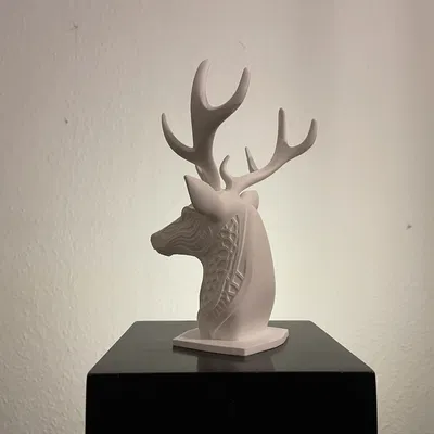 Tượng Đầu Hươu Hexa - Điêu Khắc Hình Học Độc Đáo