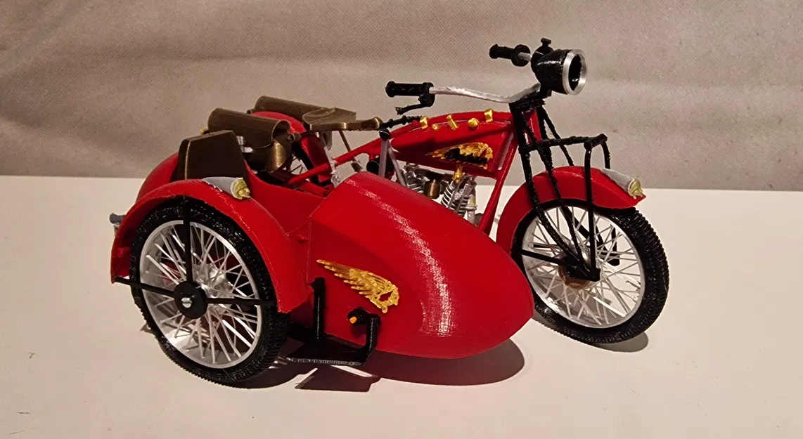 Mô hình Indian Scout 1:10 600cc 1928 có thùng xe - Image 1