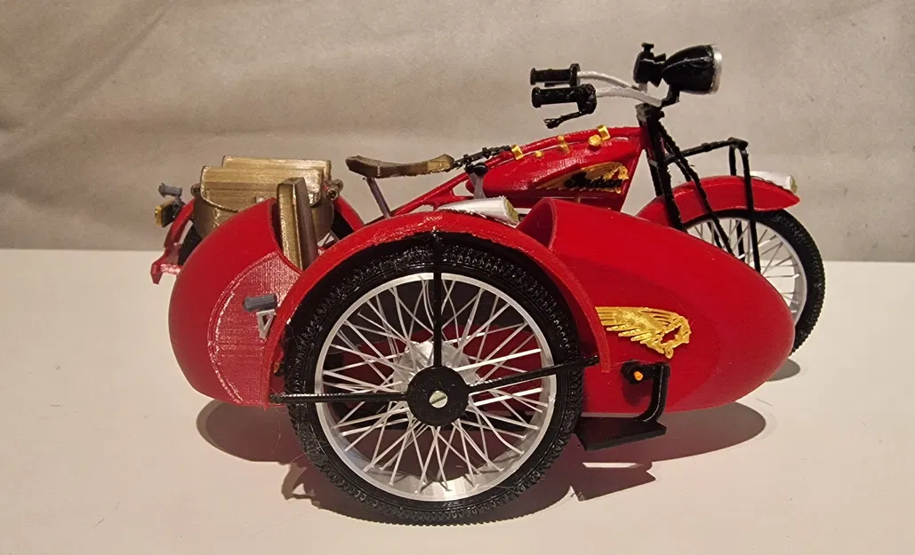 Mô hình Indian Scout 1:10 600cc 1928 có thùng xe - Image 3
