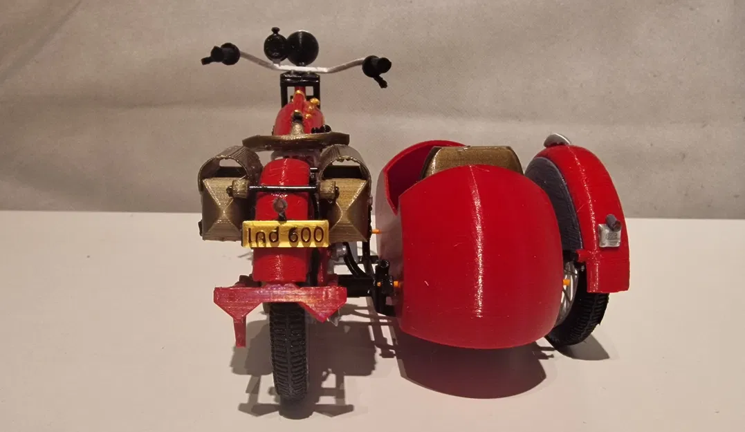 Mô hình Indian Scout 1:10 600cc 1928 có thùng xe - Image 5