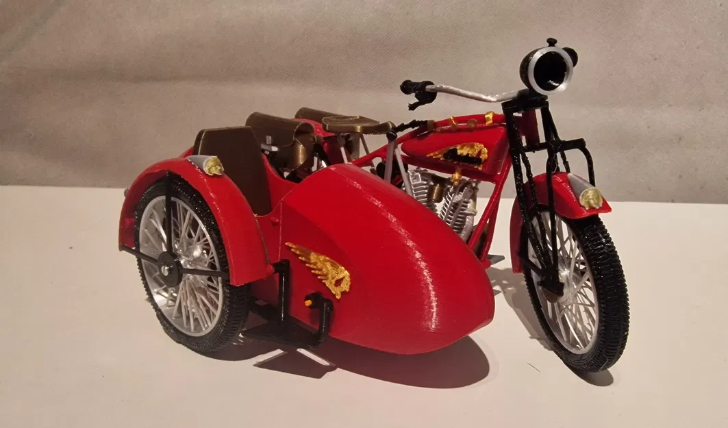 Mô hình Indian Scout 1:10 600cc 1928 có thùng xe - Image 7