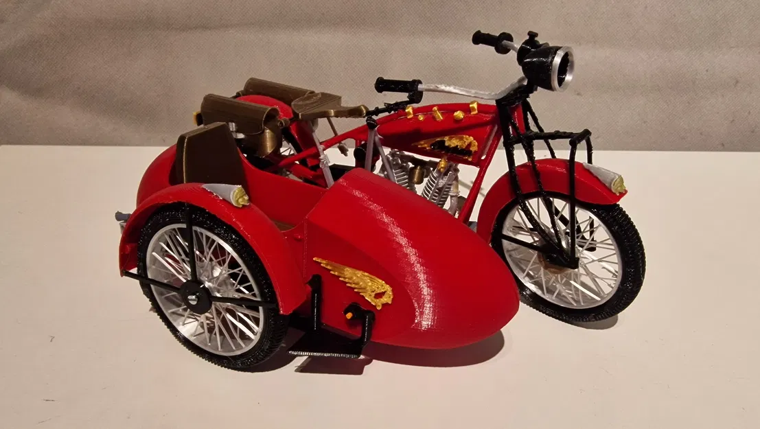 Mô hình Indian Scout 1:10 600cc 1928 có thùng xe - Image 8