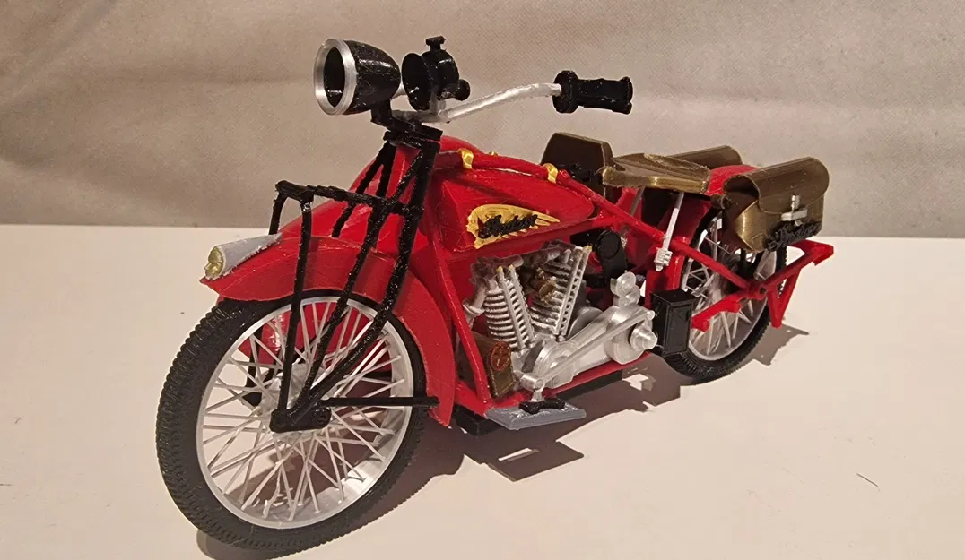 Mô hình Indian Scout 1:10 600cc 1928 có thùng xe - Image 9