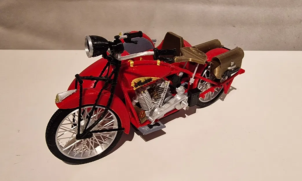 Mô hình Indian Scout 1:10 600cc 1928 có thùng xe - Image 10