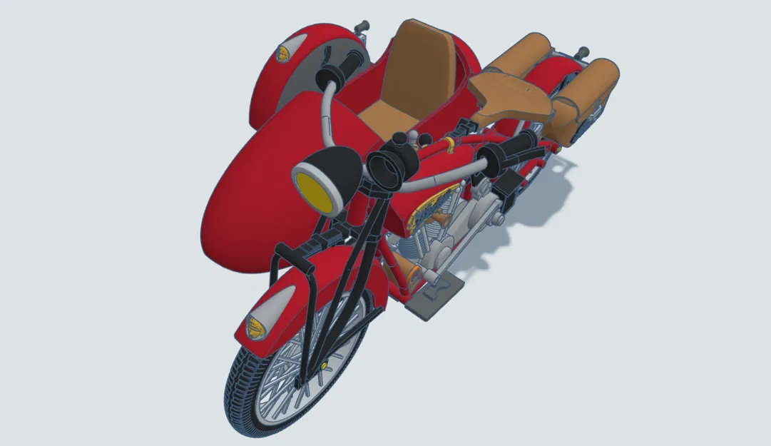 Mô hình Indian Scout 1:10 600cc 1928 có thùng xe - Image 12