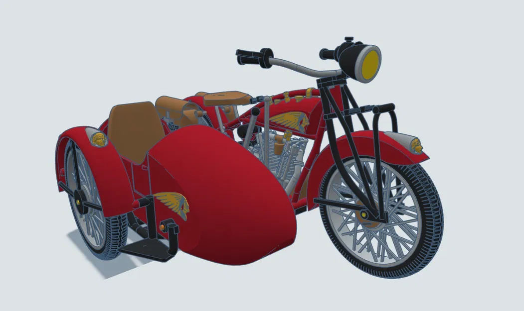 Mô hình Indian Scout 1:10 600cc 1928 có thùng xe - Image 14