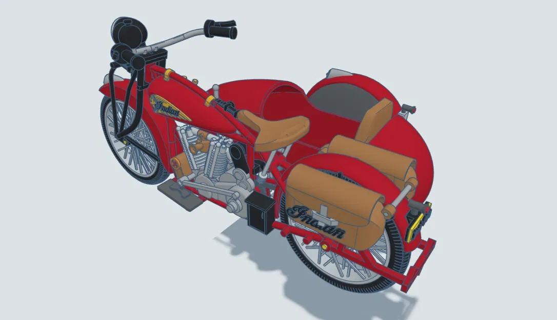 Mô hình Indian Scout 1:10 600cc 1928 có thùng xe - Image 15