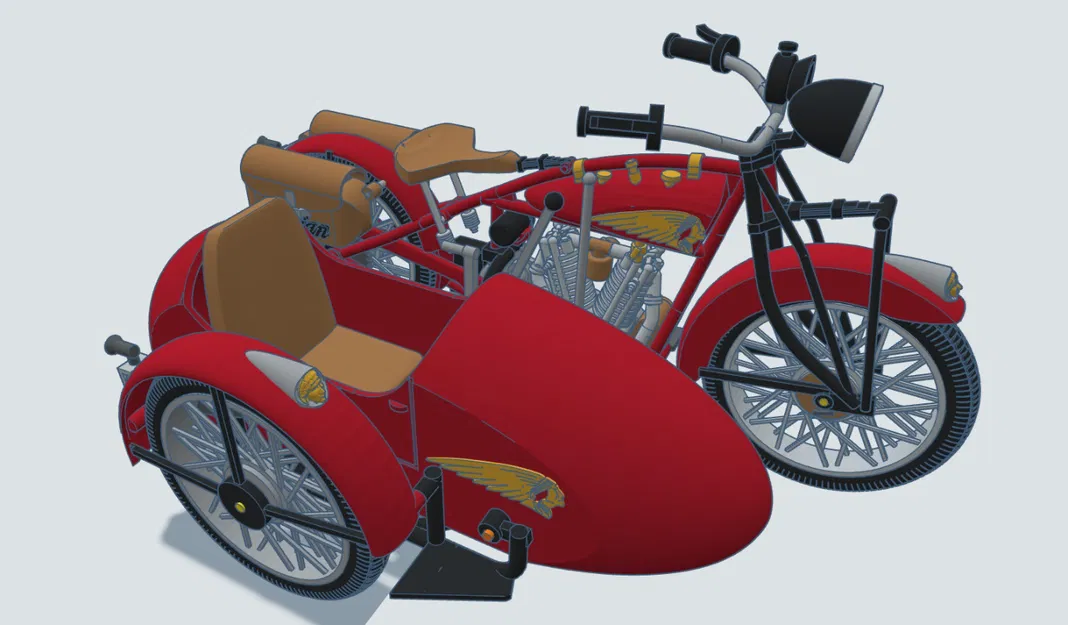 Mô hình Indian Scout 1:10 600cc 1928 có thùng xe - Image 18