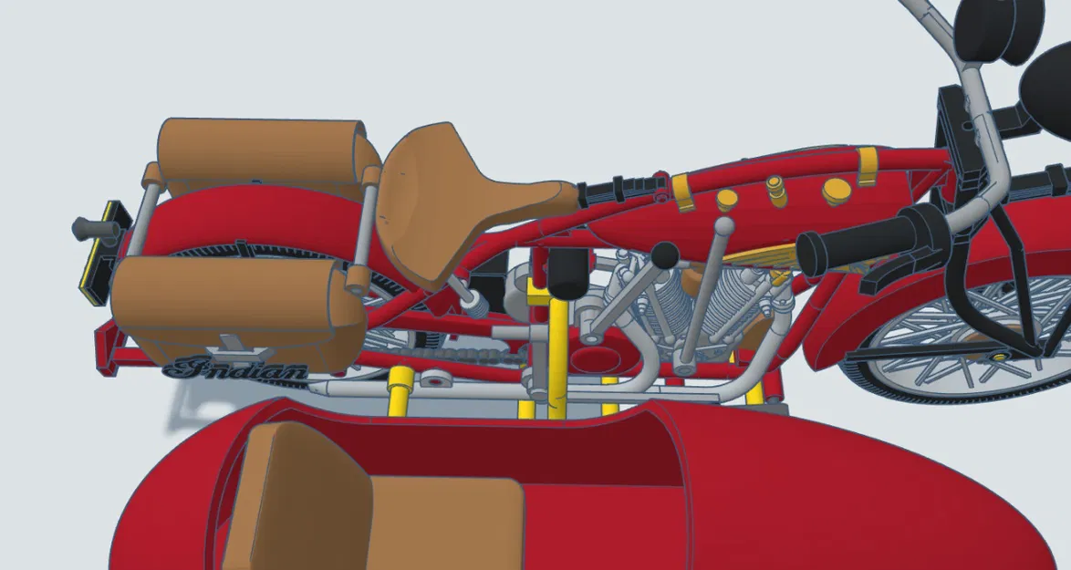 Mô hình Indian Scout 1:10 600cc 1928 có thùng xe - Image 19