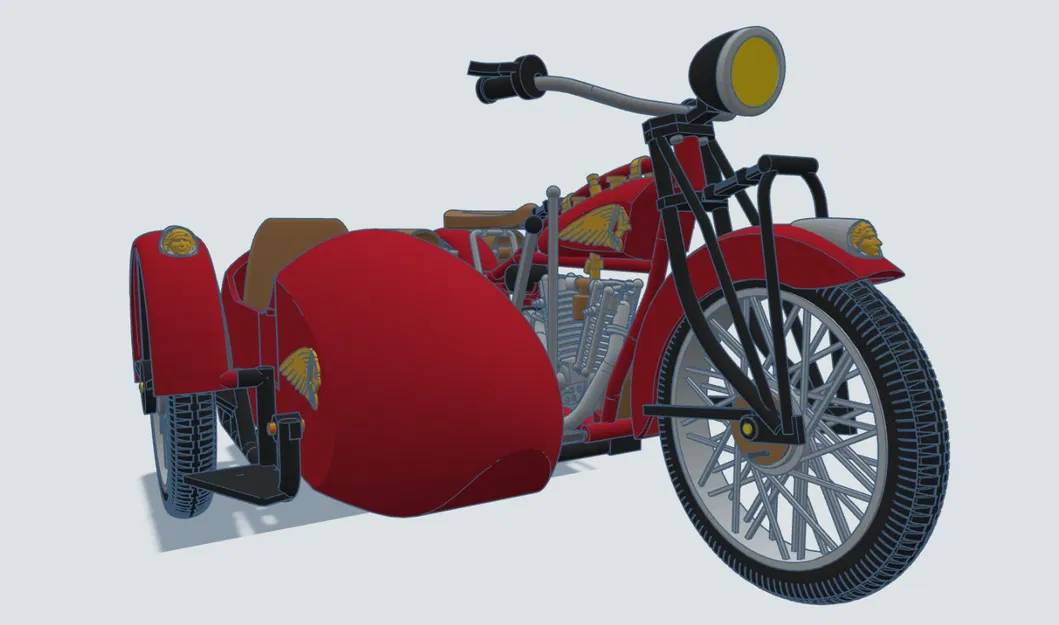 Mô hình Indian Scout 1:10 600cc 1928 có thùng xe - Image 23