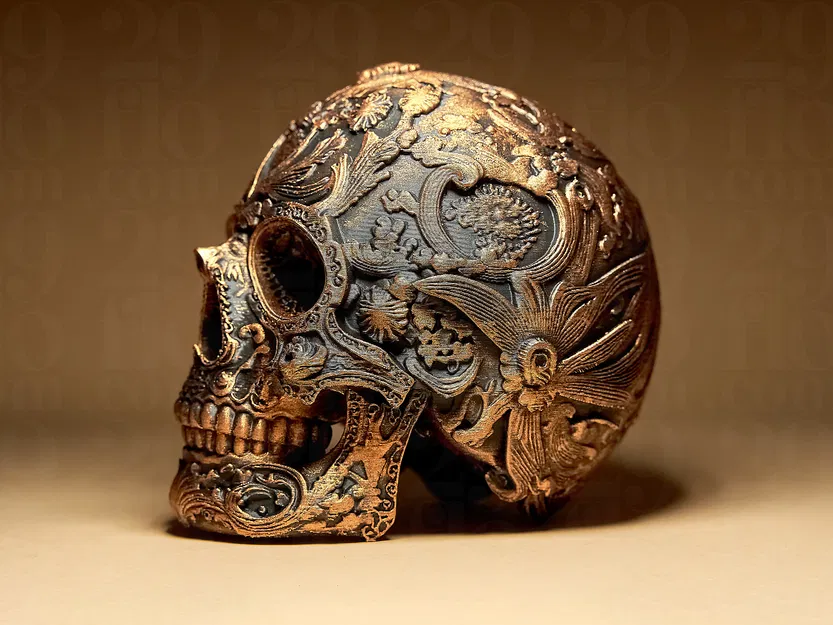 Hộp Sọ "Ornamental Dia Dos Muertos" Trang Trí - Image 2