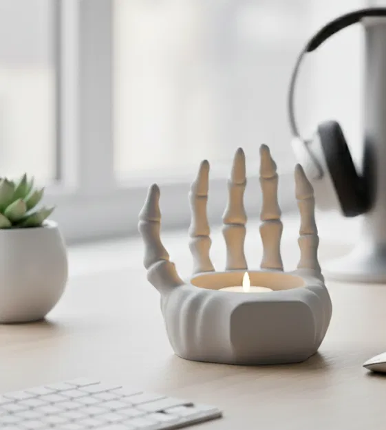 Chậu Cây / Chân Nến Tay Bộ Xương - Image 1