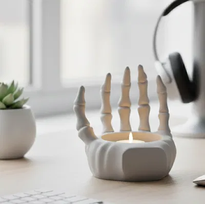 Chậu Cây / Chân Nến Tay Bộ Xương