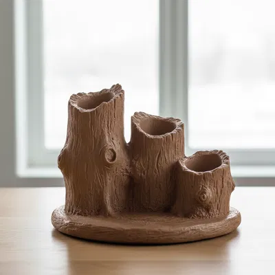 Ống Cắm Đồ Tổ Chức Hình Thân Cây Mộc Mạc – Chỗ Giữ Dụng Cụ Đan Len Thiên Nhiên Rừng