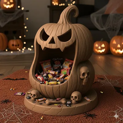 Mô hình in 3D Hộp Kẹo Bí Ngô Halloween