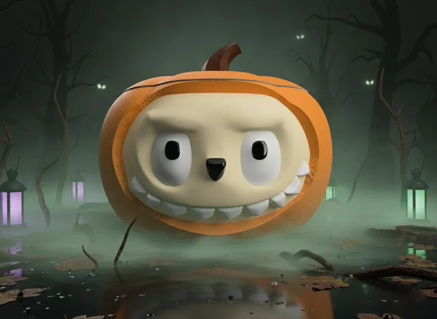 Trái Bí Ngô Jack-o'-lantern Phong Cách Labubu Dịp Halloween - Image 1