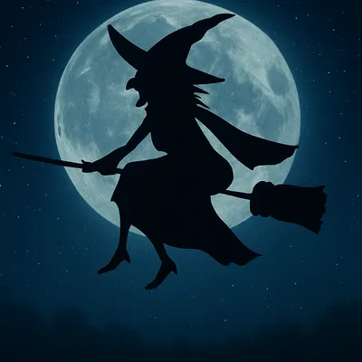 Hình bóng Bà Yaga trên Cây Chổi