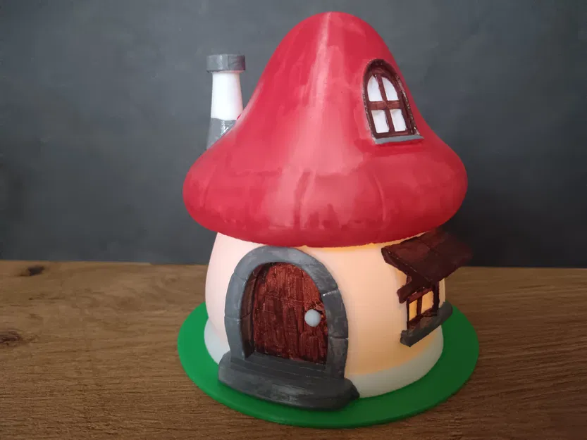 Nhà Nấm Smurf Trên Đèn Nến - Image 4