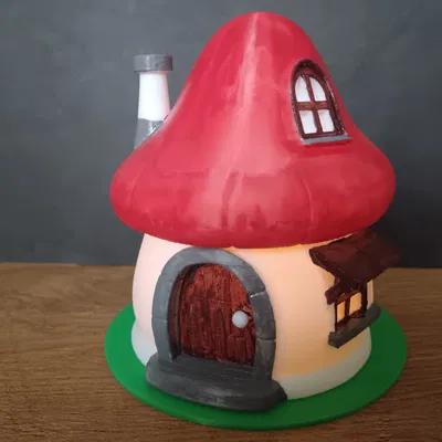 Nhà Nấm Smurf Trên Đèn Nến