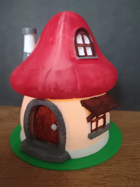 Nhà Nấm Smurf Trên Đèn Nến - Image 5