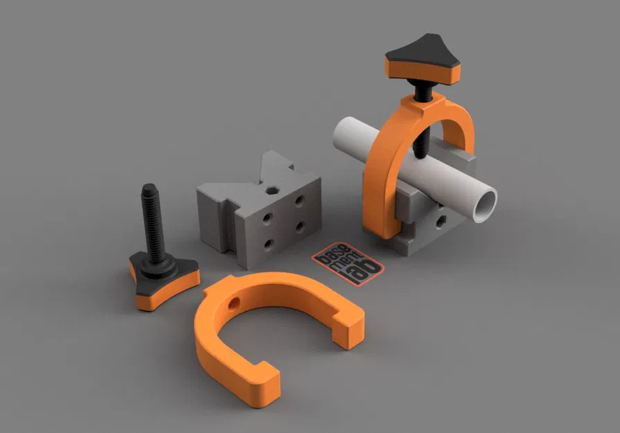 Khối V có kẹp, Núm vặn ren M8 - Prisma Officina - Image 1