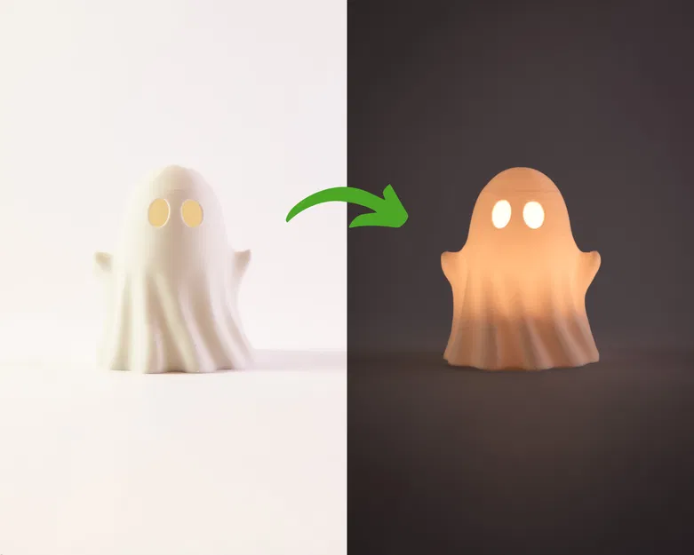 Mô Hình Đèn Trà Hình Ma Dễ Thương (File STL, Chỉ Dùng Cho Nến LED) - Image 1