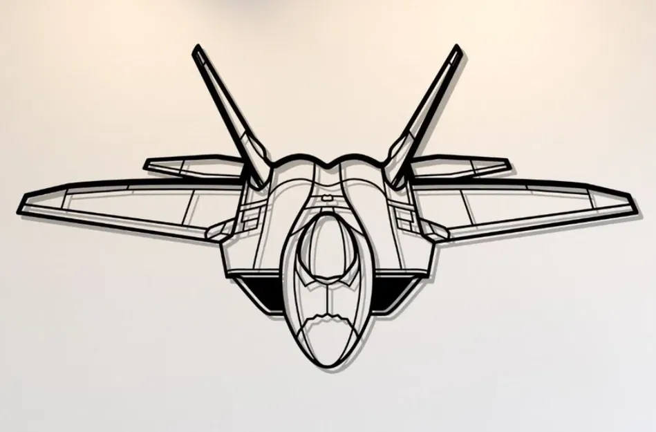 Nghệ Thuật Treo Tường F-22 Raptor Góc Cạnh - Image 1
