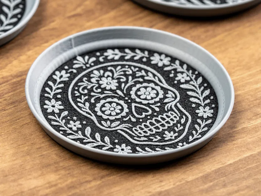 Bộ Đế Lót Cốc Hình Đầu Lâu Trang Trí Xếp Chồng - Image 2