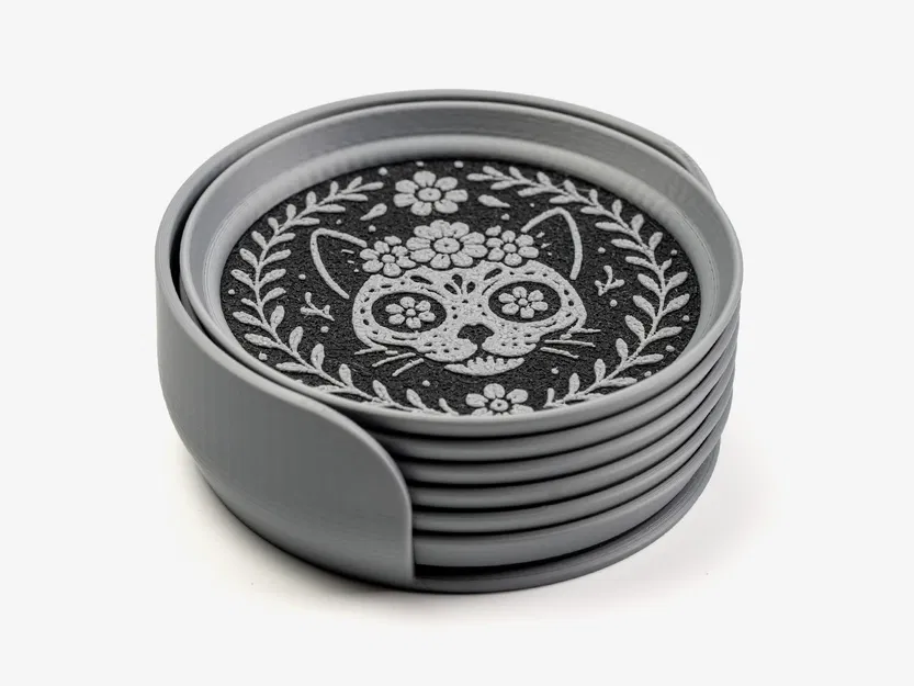 Bộ Đế Lót Cốc Hình Đầu Lâu Trang Trí Xếp Chồng - Image 3