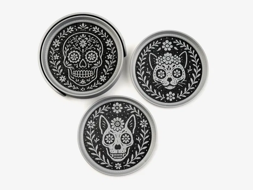 Bộ Đế Lót Cốc Hình Đầu Lâu Trang Trí Xếp Chồng - Image 4