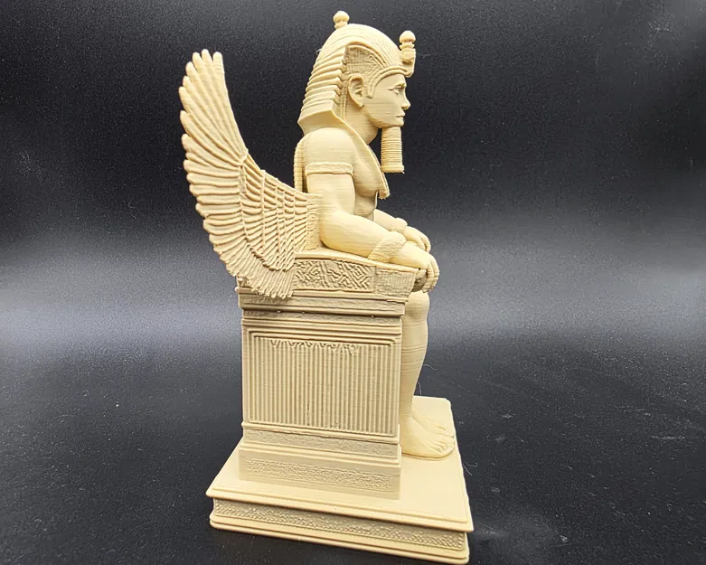 Tượng Pharaoh Ai Cập Ngồi với Đôi Cánh Osiris - Image 3