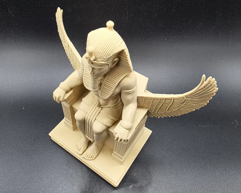 Tượng Pharaoh Ai Cập Ngồi với Đôi Cánh Osiris - Image 7