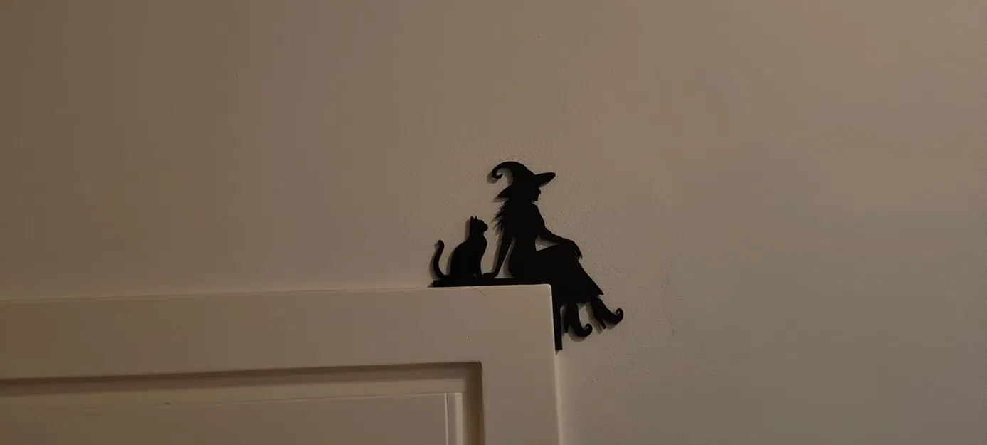 Halloween - Tranh Góc Cửa - Phù Thủy, Mèo và Dơi - Image 1