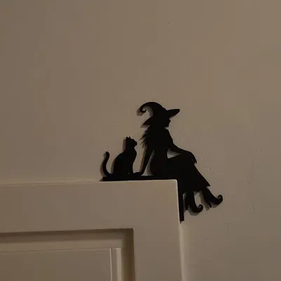 Halloween - Tranh Góc Cửa - Phù Thủy, Mèo và Dơi