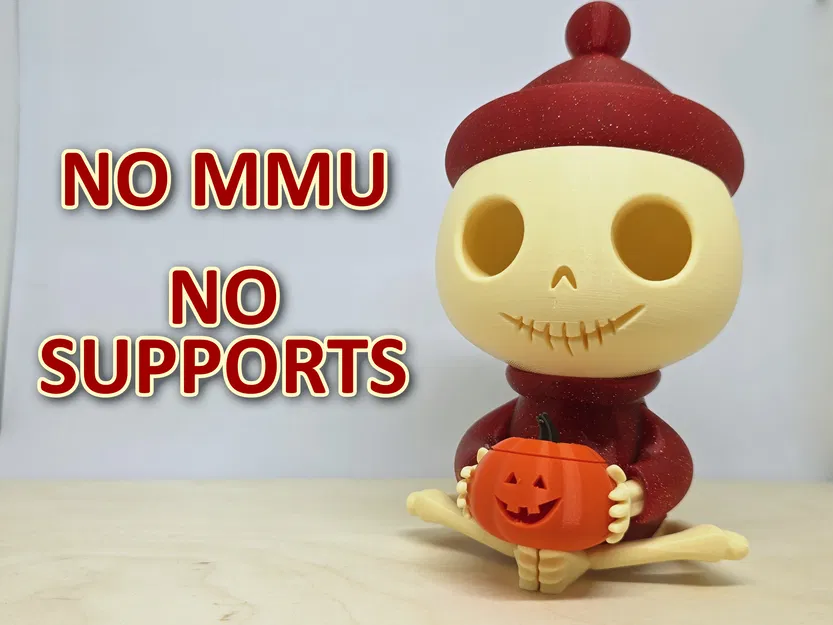 Bộ xương dễ thương ngồi với bí ngô (Trang trí Halloween) - Image 1