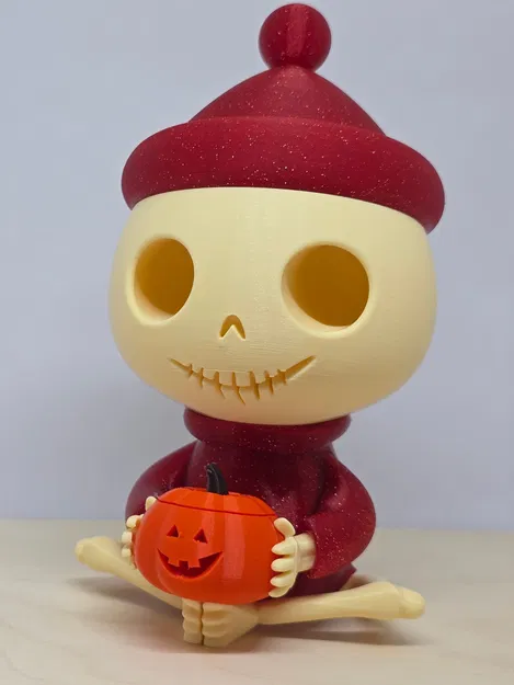 Bộ xương dễ thương ngồi với bí ngô (Trang trí Halloween) - Image 2