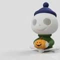 Bộ xương dễ thương ngồi với bí ngô (Trang trí Halloween) - Thumbnail 3