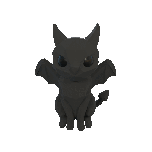 Mô Hình 3D Mèo Quỷ Phong Cách Low Poly - Thumbnail 2