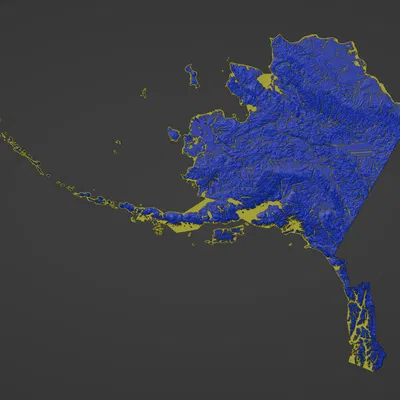 Bản đồ Địa hình Alaska, Hoa Kỳ (AK) có Sông và Bờ biển