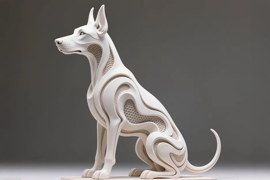 Tượng Doberman Ngồi, Điêu Khắc Hexa - Image 1