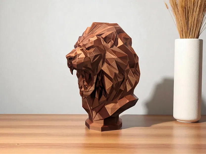 Tượng Đầu Sư Tử Hình Khối Học (Geometric Lion Bust) - Image 1